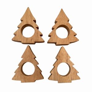 R.H. Macy’s Wooden Christmas Tree Napkin Holders – (Set of 4)